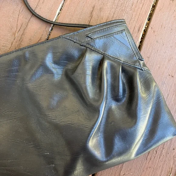 Partners by Mervyn's Trendy Clutch Leather Black Bag - Picture 2 of 7